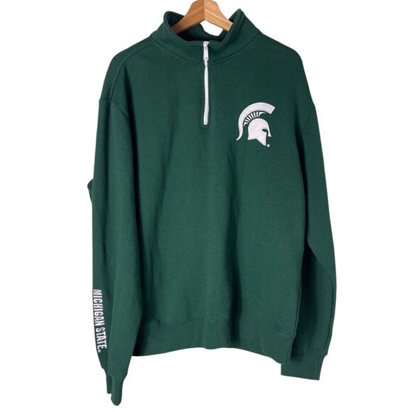Michigan State Womens 1/4 Zip Pullover Sweatshirt Sz XL MSU Collegiate Football - Picture 1 of 7